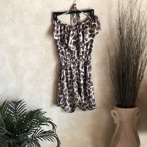 Brown Print Romper